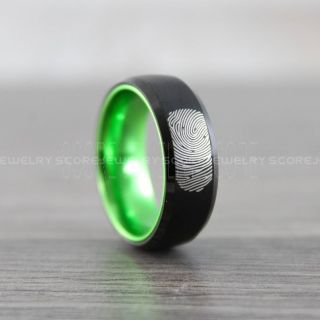 Fingerprint Ring, Fingerprint Wedding Ring, Fingerprint Wedding Band, Black Wedding Band, Black Wedding Ring, Black Tungsten Ring