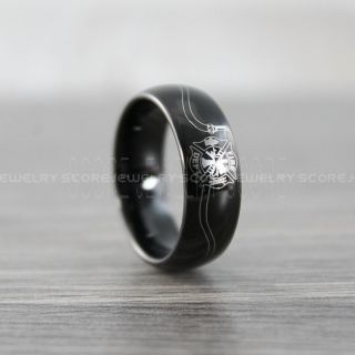 Firefighter Brotherhood Ring, Fireman Ring, Fireman Jewelry, Black Tungsten Band, Black Tungsten Wedding Band, Firefighter Ring, Fire Department Tungsten Ring
