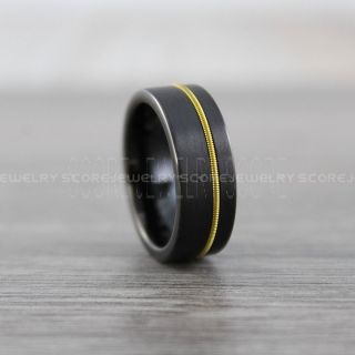 Guitar Ring, Guitar String Ring, Black Tungsten Wedding Band, Black Tungsten Wedding Ring, Black Guitar Ring, Guitar String Wedding Band