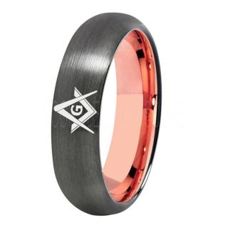 Freemason Ring, Freemason Jewelry, Freemasonry Jewelry, Gunmetal Tungsten Band, Gunmetal Tungsten Wedding Band, Freemasonry Ring, Square and Compasses Tungsten Ring