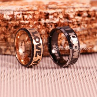 Star Wars Rings, Star Wars Jewelry, I Love You I Know Rings, 2 Piece Couple Set Star Wars Rings, Star Wars Wedding Bands, Matching I Love You I Know Rings, Black Wedding Rings, 14K Yellow Gold Tungsten Bands, Star Wars Wedding Bands
