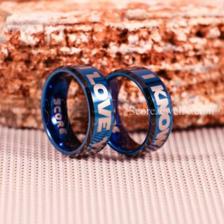 Star Wars Rings, Star Wars Jewelry, I Love You I Know Rings, 2 Piece Couple Set Star Wars Rings, Star Wars Wedding Bands, Matching I Love You I Know Rings, Blue Wedding Rings, Blue Tungsten Bands, Star Wars Wedding Bands