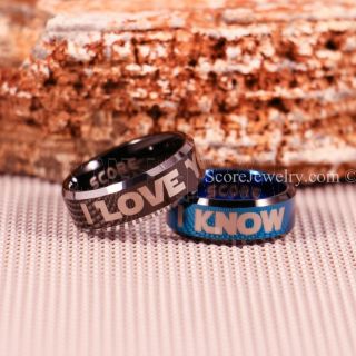 I Love You I Know Rings, 2 Piece Couple Set Star Wars Rings, Star Wars Wedding Bands, Matching I Love You I Know Rings, Blue Wedding Rings, Blue Tungsten Bands, Star Wars Wedding Bands