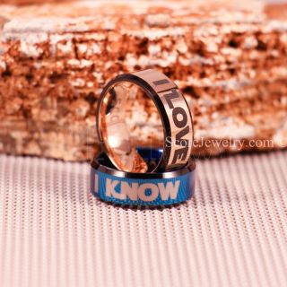 Star Wars Rings, Star Wars Jewelry, I Love You I Know Rings, 2 Piece Couple Set Star Wars Rings, Star Wars Wedding Bands, Matching I Love You I Know Rings, Blue Wedding Rings, Blue Tungsten Bands, Star Wars Wedding Bands