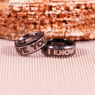 Star Wars Rings, Star Wars Jewelry, I Love You I Know Rings, 2 Piece Couple Set Star Wars Rings, Star Wars Wedding Bands, Matching I Love You I Know Rings, Black Wedding Rings, Black Tungsten Bands, Star Wars Wedding Bands