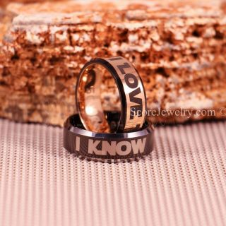 Star Wars Rings, Star Wars Jewelry, I Love You I Know Rings, 2 Piece Couple Set Star Wars Rings, Star Wars Wedding Bands, Matching I Love You I Know Rings, Black Wedding Rings, 14K Yellow Gold Tungsten Bands, Star Wars Wedding Bands