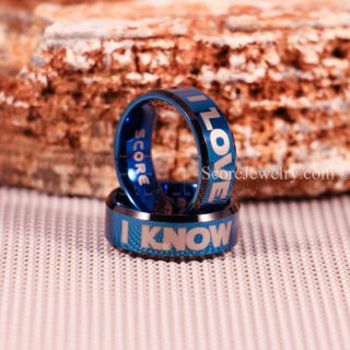 Star Wars Rings, Star Wars Jewelry, I Love You I Know Rings, 2 Piece Couple Set Star Wars Rings, Star Wars Wedding Bands, Matching I Love You I Know Rings, Blue Wedding Rings, Blue Tungsten Bands, Star Wars Wedding Bands