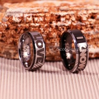 Star Wars Rings, Star Wars Jewelry, I Love You I Know Rings, 2 Piece Couple Set Star Wars Rings, Star Wars Wedding Bands, Matching I Love You I Know Rings, Black Wedding Rings, Black Tungsten Bands, Star Wars Wedding Bands