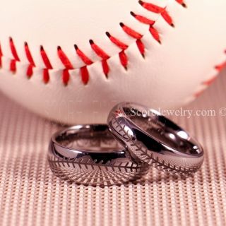 Baseball Ring, Baseball Stitch Pattern Ring, Silver Tungsten Ring, Silver Ring, Silver Wedding Band, Silver Wedding Ring, Baseball Stitch Ring, Silver Tungsten Band