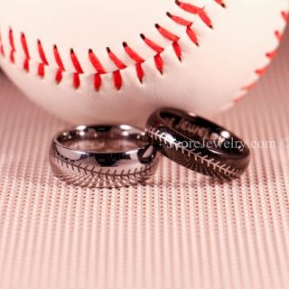 Baseball Rings, 2 Piece Couple Set Baseball Stitch Pattern Rings, Silver Tungsten Rings, Silver Rings, Silver Wedding Bands, Silver Wedding Rings, Baseball Stitch Rings, Silver Tungsten Bands