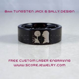 Jack and Sally Ring, Jack and Sally Wedding Band, We're Simply Meant To Be Ring, Black Tungsten Ring, Black Tungsten Wedding Band, Jack and Sally Wedding Ring