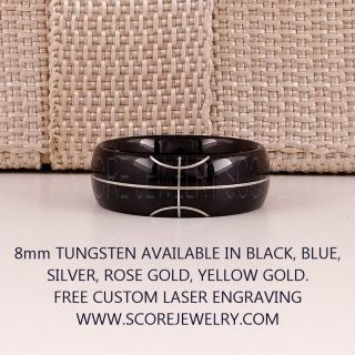 Basketball Ring, Basketball Seem Pattern Ring, 8mm Black Tungsten Ring, Basketball Jewelry, Black Wedding Band, Black Wedding Ring