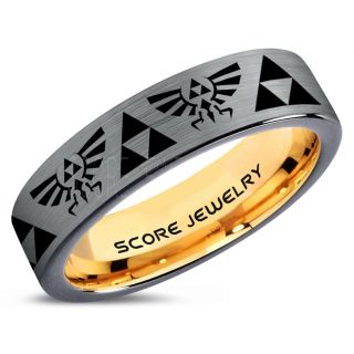 Legend of Zelda Ring, Zelda Triforce Ring, Silver Zelda Wedding Ring, Silver Tungsten Zelda Wedding Band, Silver Tungsten Ring, Silver Wedding Band, Gamer Ring