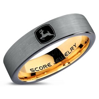 John Deere Ring, Farmer Ring, Agriculture Ring, Construction Machinery Ring, John Deere Jewelry, John Deere Machinery Ring, Farmer Tungsten Wedding Ring, Silver Tungsten Ring