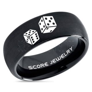 Craps Ring, Dice Ring, Dice Jewelry, Dice Wedding Ring, Poker Ring, Gaming Ring, Casino Ring, Joker Ring, Black Wedding Band, Black Tungsten Ring
