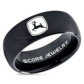 John Deere Ring, Farmer Ring, Agriculture Ring, Construction Machinery Ring, John Deere Jewelry, John Deere Machinery Ring, Farmer Tungsten Wedding Ring, Black Tungsten Ring