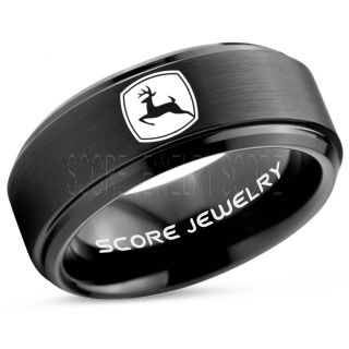 John Deere Ring, Farmer Ring, Agriculture Ring, Construction Machinery Ring, John Deere Jewelry, John Deere Machinery Ring, Farmer Tungsten Wedding Ring, Black Tungsten Ring