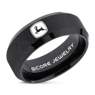 John Deere Ring, Farmer Ring, Agriculture Ring, Construction Machinery Ring, John Deere Jewelry, John Deere Machinery Ring, Farmer Tungsten Wedding Ring, Black Tungsten Ring
