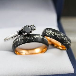 Elvish Ring, Elvish Wedding Ring, Elvish Jewelry, Elvish Wedding, Black Wedding Band, Black Wedding Ring