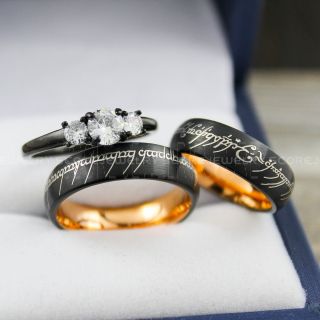 Elvish Ring, Elvish Wedding Ring, Elvish Jewelry, Elvish Wedding, Black Wedding Band, Black Wedding Ring