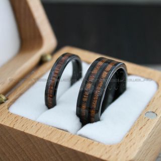 Wood Rings, Wood Wedding Rings, Wood Wedding Bands, Black Tungsten Rings, Wood Jewelry