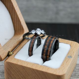 Wood Rings, Wood Wedding Rings, Wood Wedding Bands, Black Tungsten Rings, Wood Jewelry