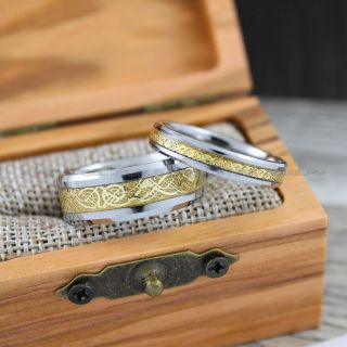 Vikings Rings, Dragon Rings, Dragon Scroll Rings, Vikings Wedding Bands, Gold Wedding Bands 