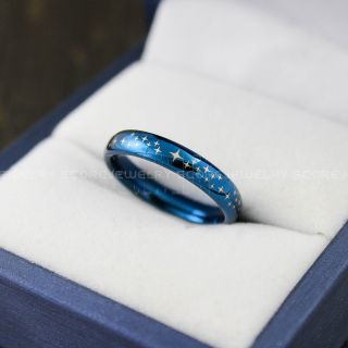 Stars Ring, Constellation Ring, Constellation Wedding Band, Constellation Jewelry, Stars Wedding Ring, Blue Wedding Band