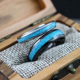Black Wedding Bands, Turquoise Rings, Turquoise Jewelry, Couple Rings, Black Wedding Rings, Turquoise Wedding Bands, Black Wedding Rings, Black Wedding Rings