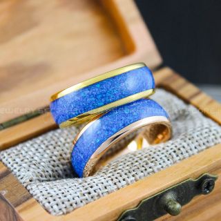 Opal Rings, Blue Opal Wedding Rings, Opal Wedding Bands, Couple Rings, Matching Wedding Bands