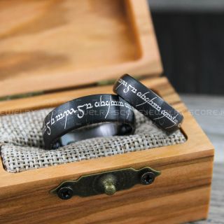 Elvish Ring, Elvish Wedding Ring, Elvish Jewelry, Elvish Wedding, Black Wedding Band, Black Wedding Ring
