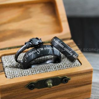Elvish Ring, Elvish Wedding Ring, Elvish Jewelry, Elvish Wedding, Black Wedding Band, Black Wedding Ring