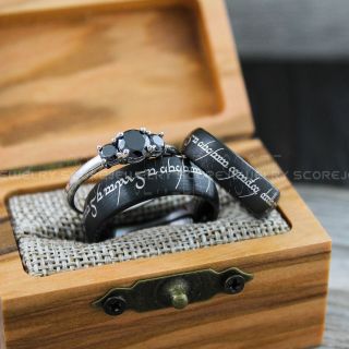 Elvish Ring, Elvish Wedding Ring, Elvish Jewelry, Elvish Wedding, Black Wedding Band, Black Wedding Ring