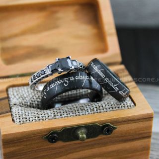 Elvish Ring, Elvish Wedding Ring, Elvish Jewelry, Elvish Wedding, Black Wedding Band, Black Wedding Ring