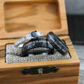 Elvish Ring, Elvish Wedding Ring, Elvish Jewelry, Elvish Wedding, Black Wedding Band, Black Wedding Ring