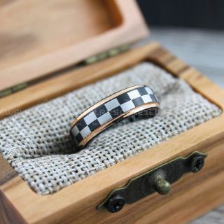 Racing Rings, Racing Flag Rings, Checkered Flag Rings, Chequered Flag Rings, Black Tungsten Rings, Auto Racing Rings, Black Wedding Bands, Black Tungsten Rings