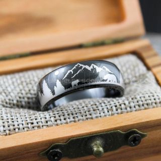 Wolf Ring, Bear Ring, Forest Scene Ring, Mountain Scene Ring, Hunting Ring, Forest Scene Design, Hunting Wedding Ring