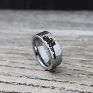 Truck Ring, Tractor Trailer Ring, Step Deck Ring, Trucker Ring, Truck Driver Ring, Silver Wedding Band