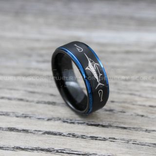 Fishing Ring, Fishing Wedding Ring, Fishing Scene Ring, Fish Hook Ring, Fishing Jewelry, Marlin Fishing Ring, Fisherman Ring, Fisherman Jewelry