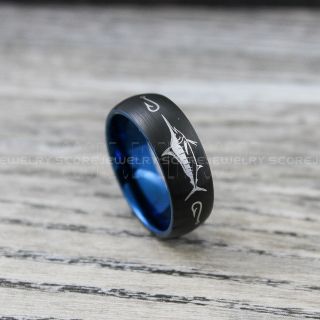 Fishing Ring, Fishing Wedding Ring, Fishing Scene Ring, Fish Hook Ring, Fishing Jewelry, Marlin Fishing Ring, Fisherman Ring, Fisherman Jewelry