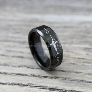 Fishing Ring, Fishing Wedding Ring, Fishing Scene Ring, Fish Hook Ring, Fishing Jewelry, Marlin Fishing Ring, Fisherman Ring, Fisherman Jewelry