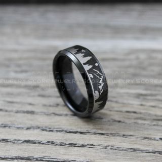 Wolf Ring, Bear Ring, Forest Scene Ring, Mountain Scene Ring, Hunting Ring, Forest Scene Design, Hunting Wedding Ring