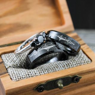 Fishing Rings, Fishing Wedding Rings, Fishing Scene Rings, Fish Hook Rings, Fishing Jewelry, Marlin Fishing Rings, Fisherman Rings, Fisherman Jewelry