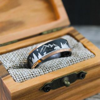 Wolf Ring, Bear Ring, Forest Scene Ring, Mountain Scene Ring, Hunting Ring, Forest Scene Design, Hunting Wedding Ring
