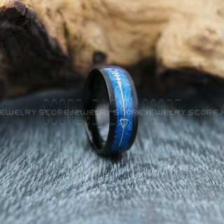 Meteorite Ring, Black Tungsten Band with Meteorite Inlay, Meteorite Wedding Band, Meteorite Wedding Ring, Black Tungsten Ring