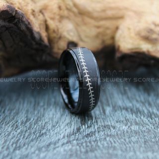 Baseball Ring, Baseball Stitch Pattern Ring, Black Tungsten Ring, Black Ring, Black Wedding Band, Black Wedding Ring, Baseball Stitch Ring, Black Wedding Band