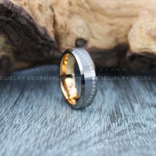Baseball Ring, Baseball Stitch Pattern Ring, Gunmetal Tungsten Ring, Gunmetal Ring, Gunmetal Wedding Band, Gunmetal Wedding Ring, Baseball Stitch Ring, Gunmetal Tungsten Band