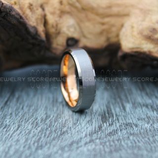 Classic 6mm Gunmetal Tungsten Ring, Rose Gold Tungsten Wedding Band, Gunmetal Wedding Band, Rose Gold Wedding Ring, Rose Gold Tungsten Wedding Ring