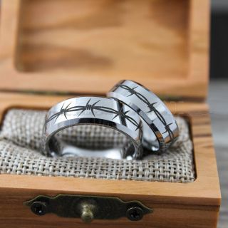 Barbed Wire Rings, Couple Rings, Barbed Wire Wedding Bands, Silver Wedding Rings, Couple Wedding Bands