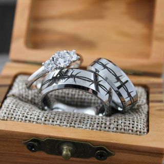 Barbed Wire Rings, Couple Rings, Barbed Wire Wedding Bands, Silver Wedding Rings, Couple Wedding Bands